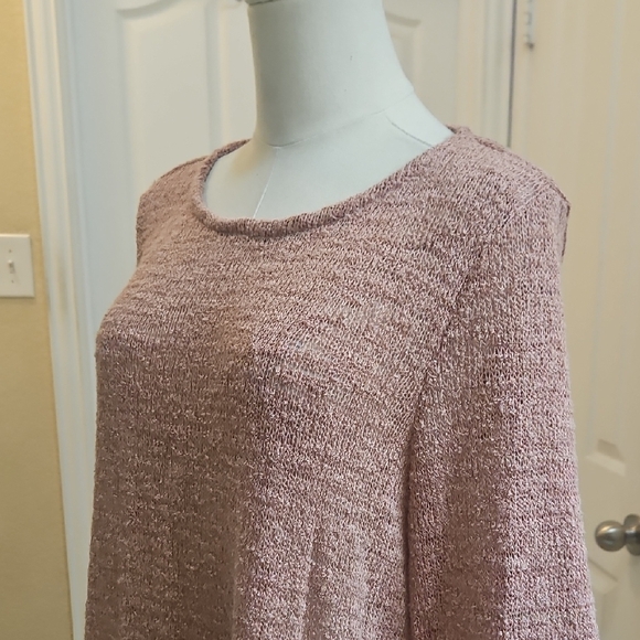 Nally & Millie Dusty Pink Textured Tunic Top Ruffled Hem & Layered Bell Sleeves - Picture 5 of 11